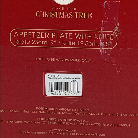 NIB Spode Christmas Tree Appetizer Plate and Knife - Picture 7 of 9